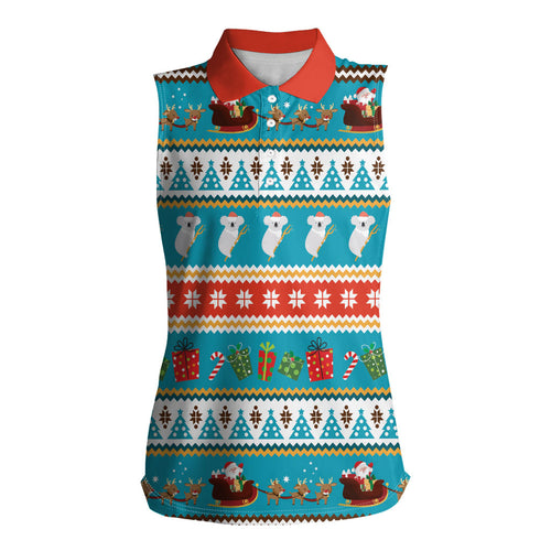 Australia Christmas Women Sleeveless Polo Shirt Xmas Beach Vibes Teal