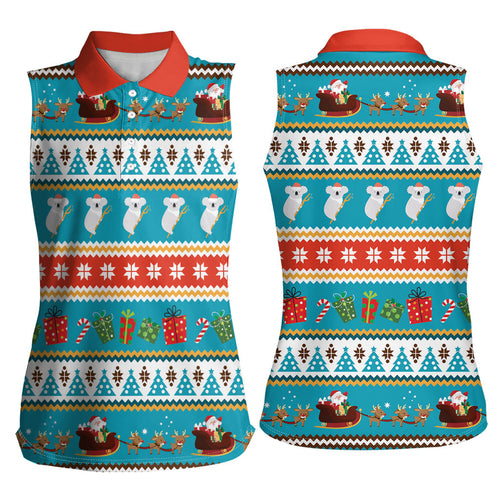 Australia Christmas Women Sleeveless Polo Shirt Xmas Beach Vibes Teal