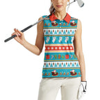 Australia Christmas Women Sleeveless Polo Shirt Xmas Beach Vibes Teal