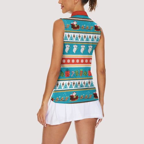 Australia Christmas Women Sleeveless Polo Shirt Xmas Beach Vibes Teal