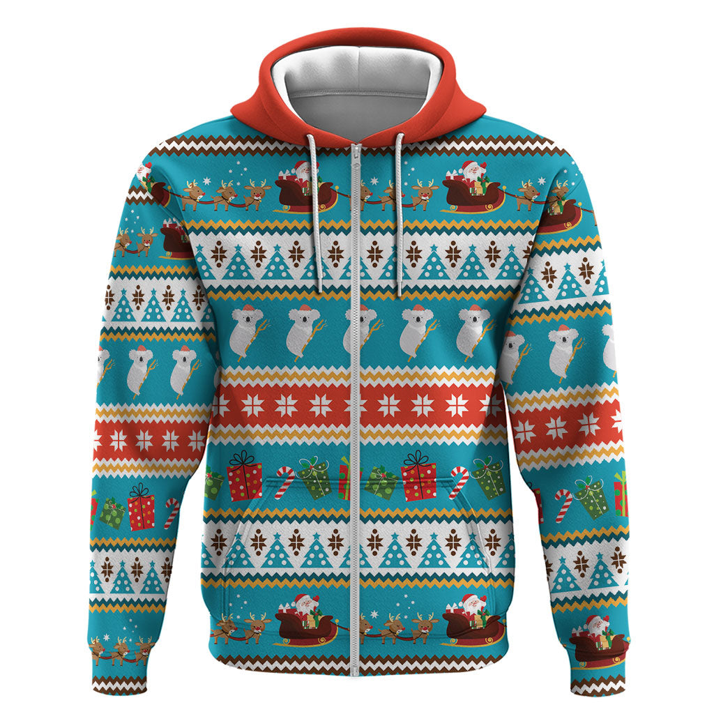 Australia Christmas Zip Hoodie Xmas Beach Vibes Teal