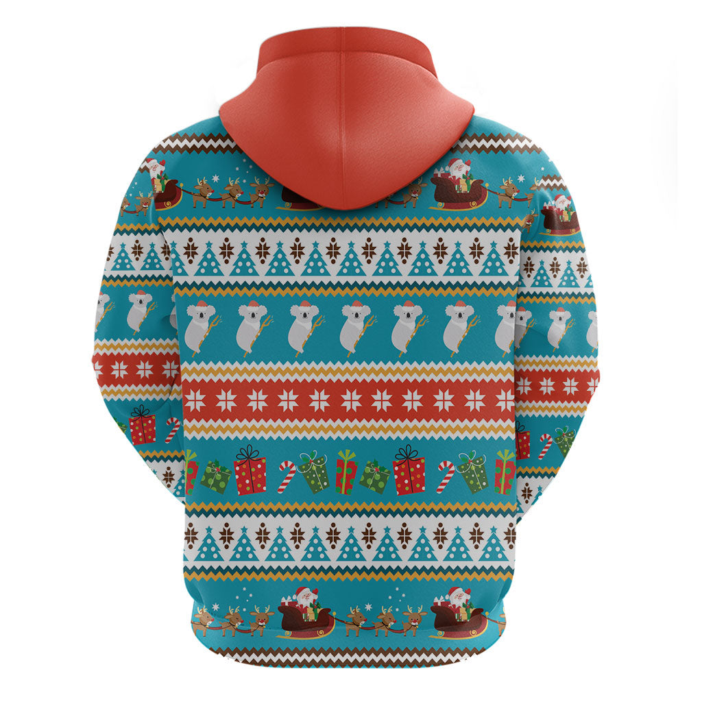 Australia Christmas Zip Hoodie Xmas Beach Vibes Teal