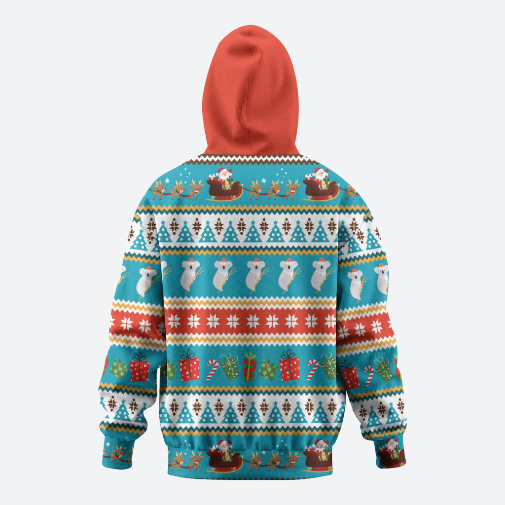 Australia Christmas Zip Hoodie Xmas Beach Vibes Teal
