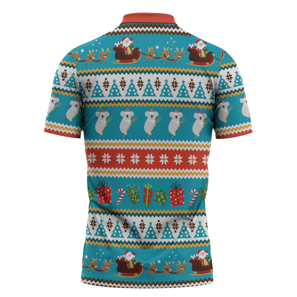 Australia Christmas Zipper Polo Shirt Xmas Beach Vibes Teal