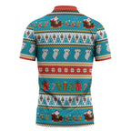 Australia Christmas Zipper Polo Shirt Xmas Beach Vibes Teal