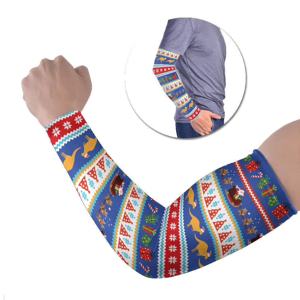 Australia Christmas Arm Sleeves Xmas Beach Vibes Navy