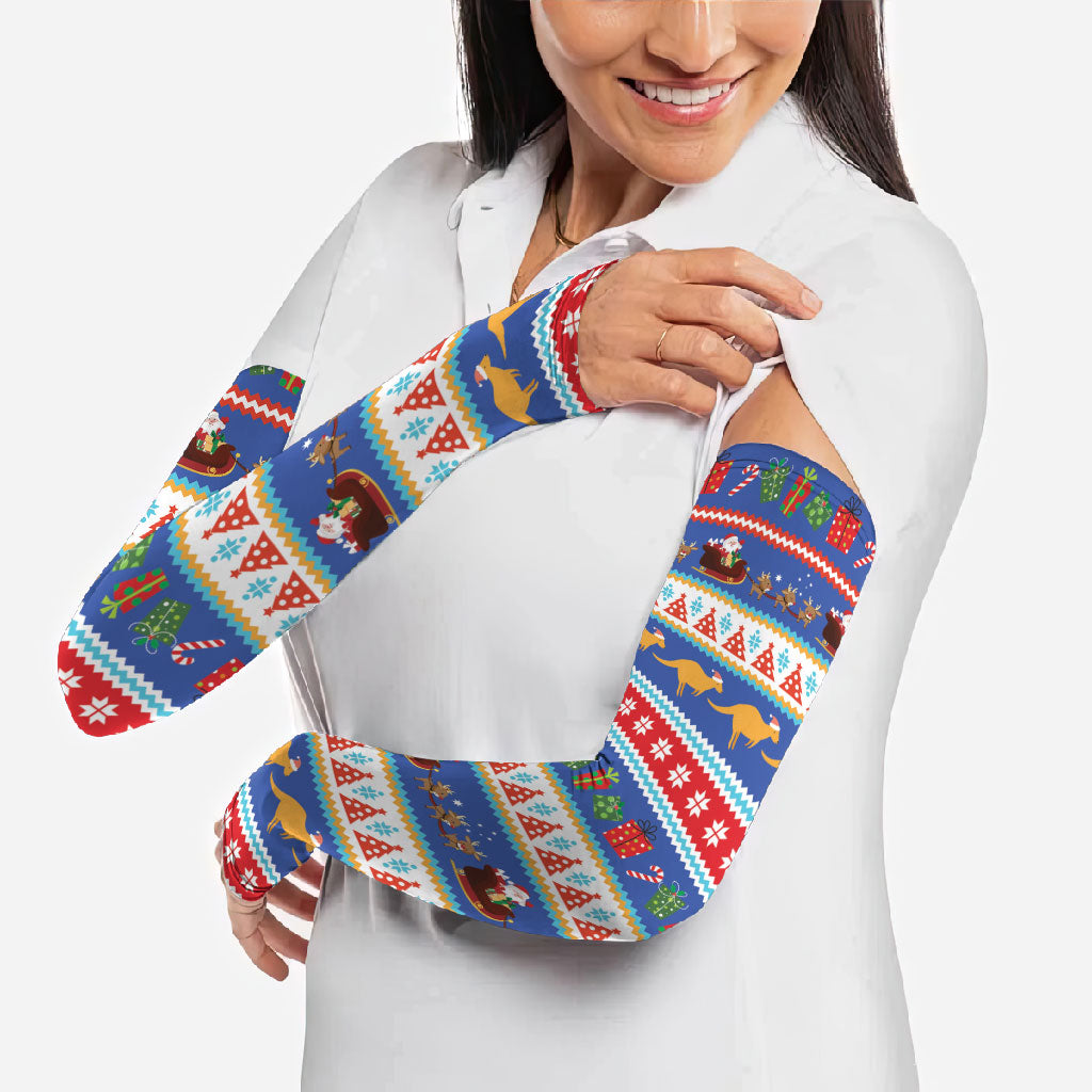 Australia Christmas Arm Sleeves Xmas Beach Vibes Navy