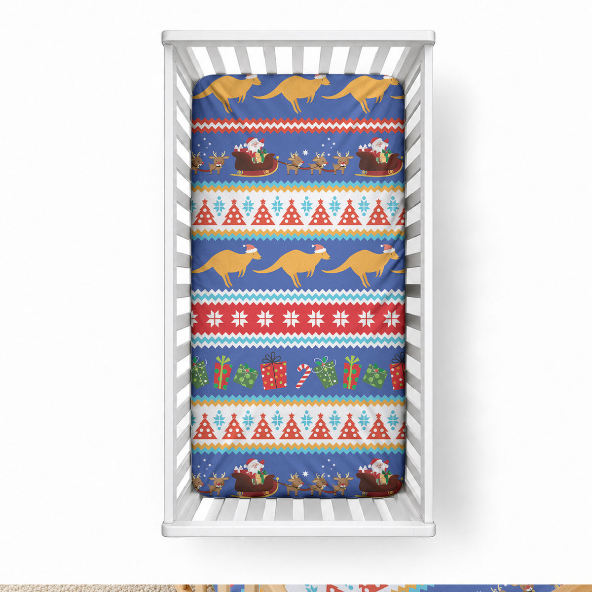 Australia Christmas Baby Bed Cover Xmas Beach Vibes Navy