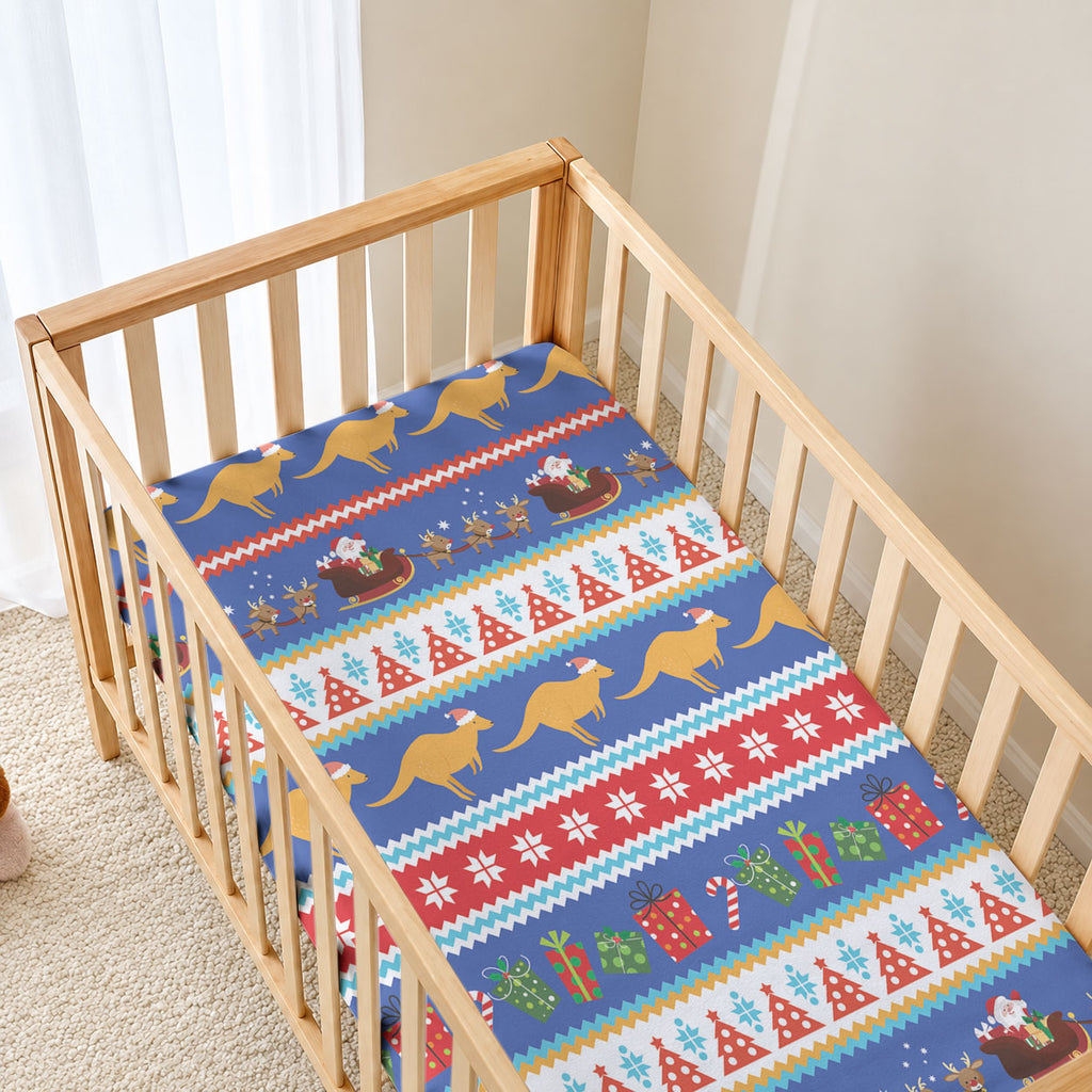 Australia Christmas Baby Bed Cover Xmas Beach Vibes Navy