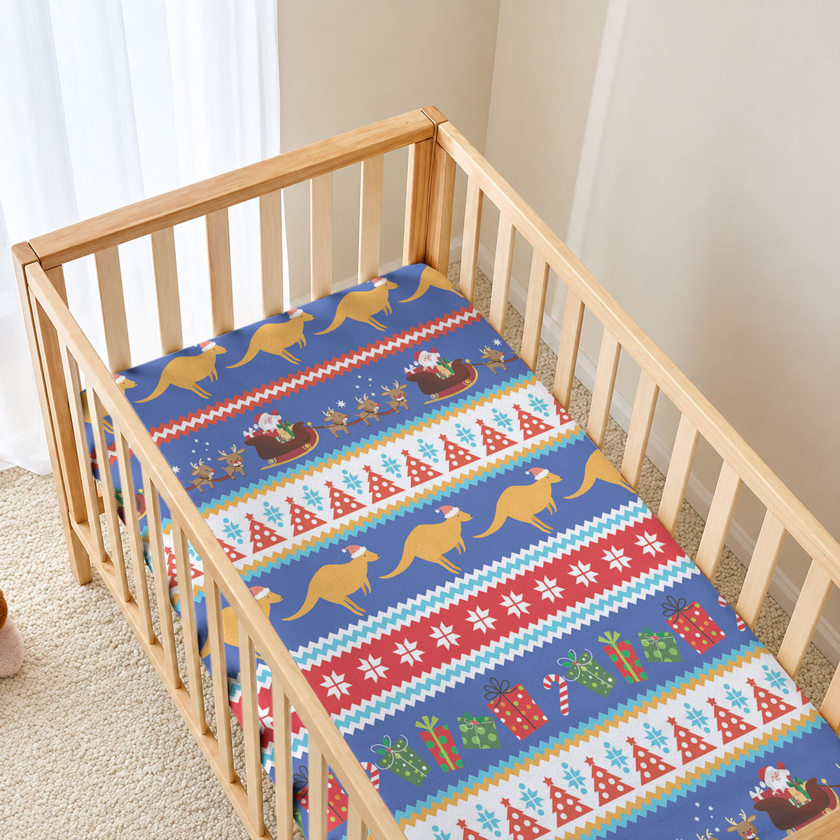 Australia Christmas Baby Bed Cover Xmas Beach Vibes Navy