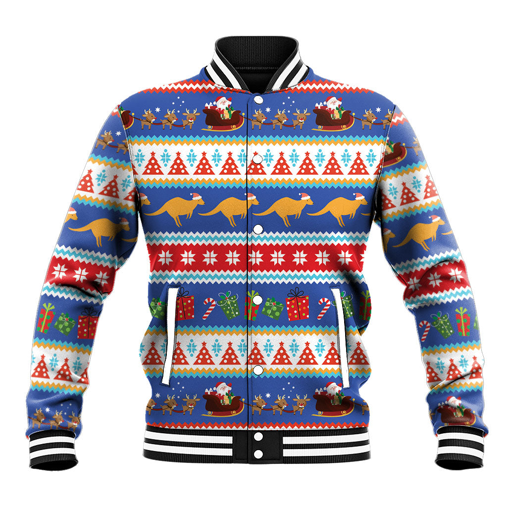 Australia Christmas Baseball Jacket Xmas Beach Vibes Navy