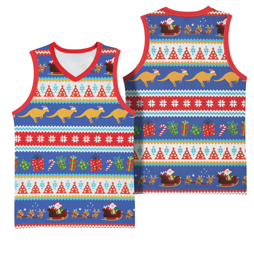 Australia Christmas Basketball Jersey Xmas Beach Vibes Navy