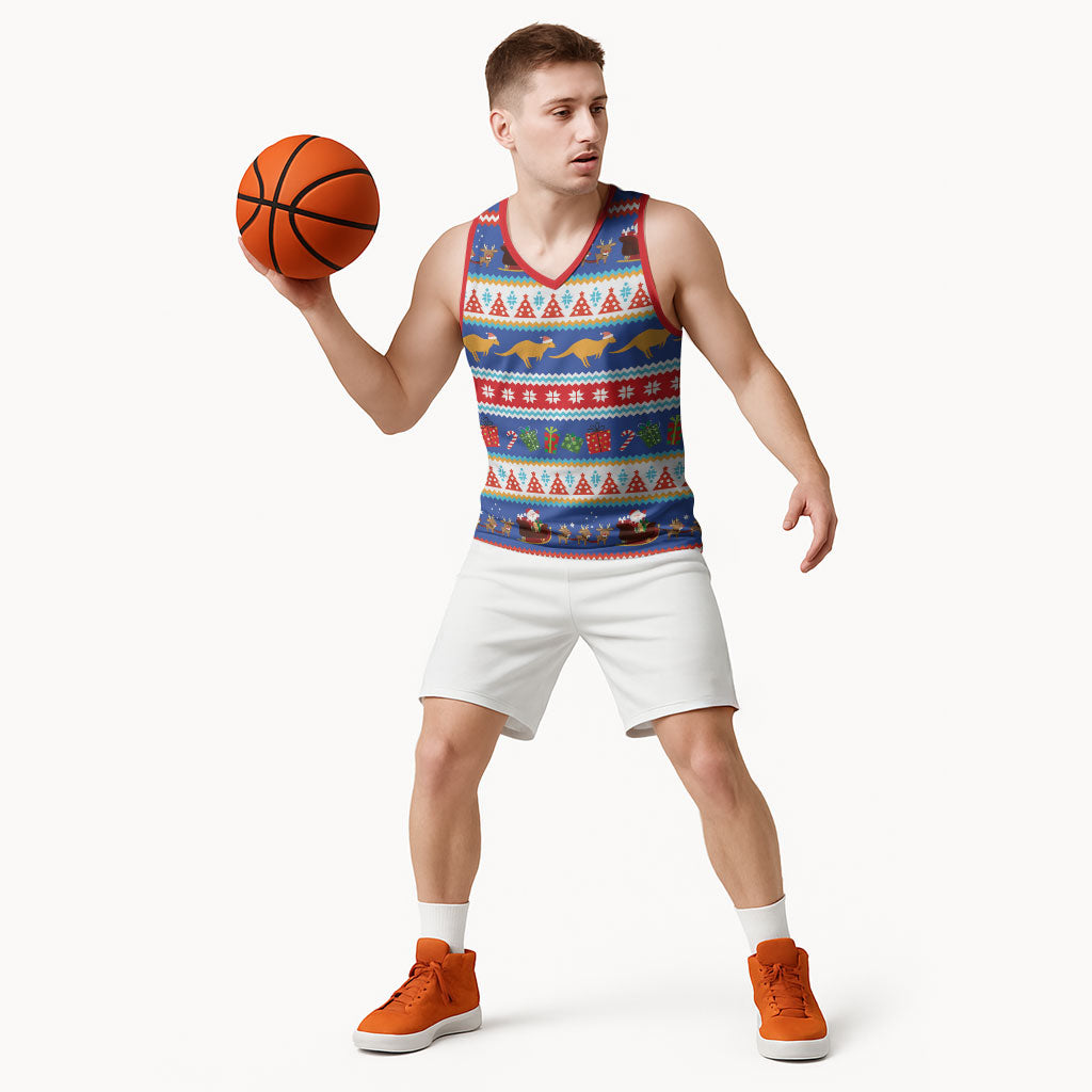 Australia Christmas Basketball Jersey Xmas Beach Vibes Navy