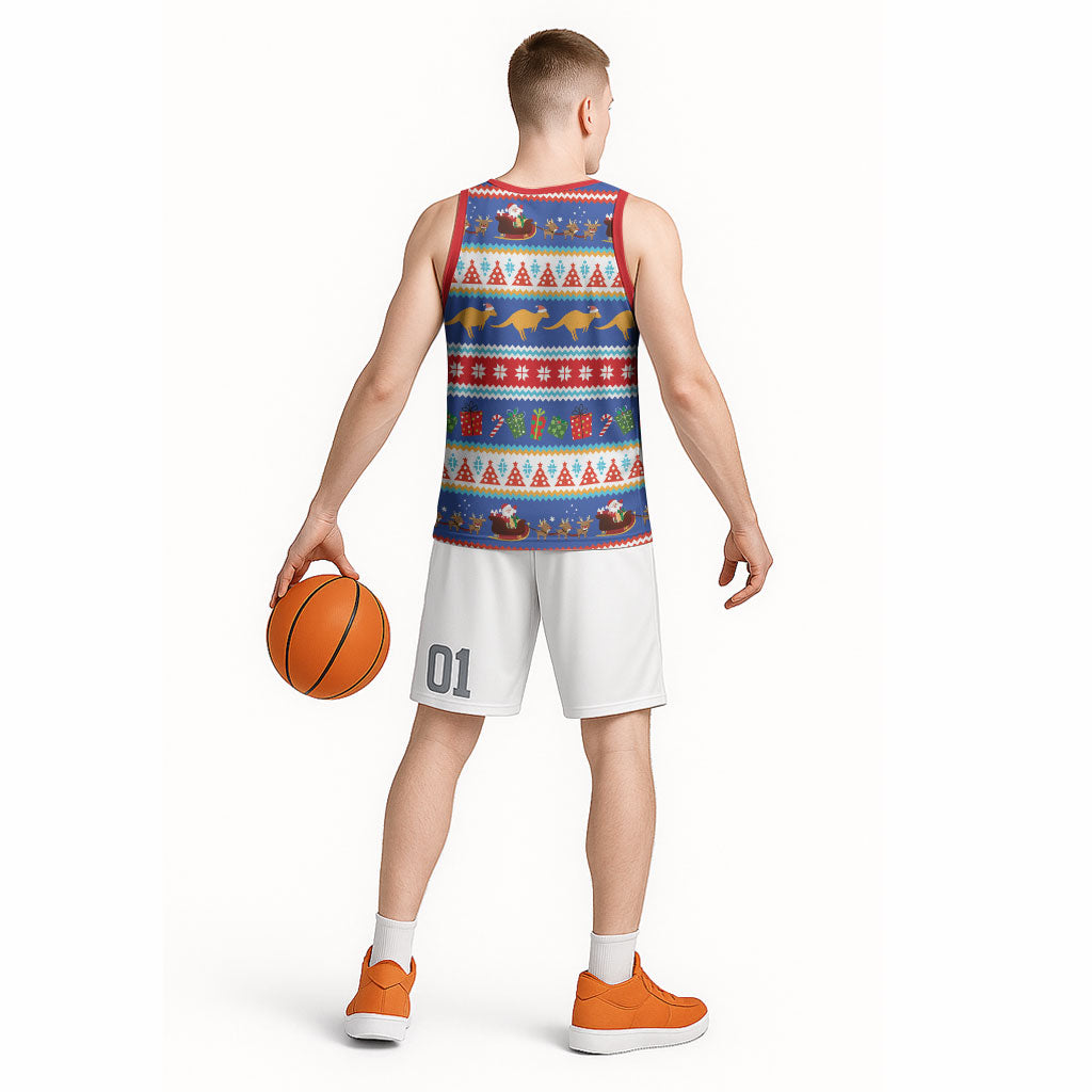 Australia Christmas Basketball Jersey Xmas Beach Vibes Navy