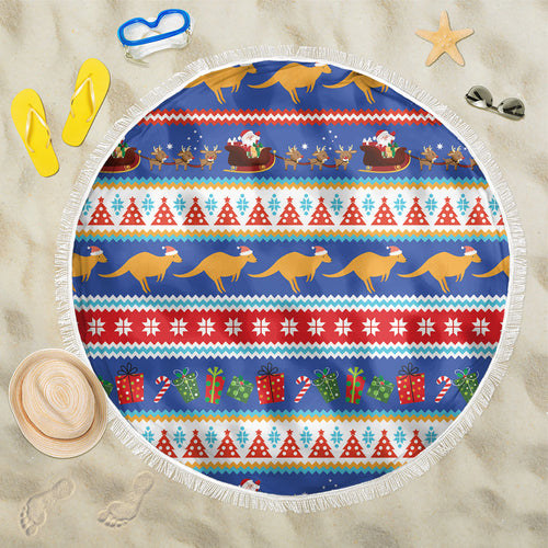 Australia Christmas Beach Blanket Xmas Beach Vibes Navy