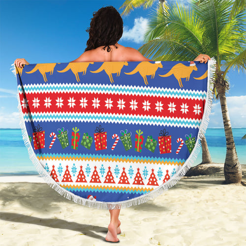 Australia Christmas Beach Blanket Xmas Beach Vibes Navy
