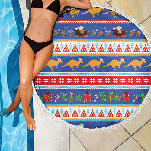 Australia Christmas Beach Blanket Xmas Beach Vibes Navy
