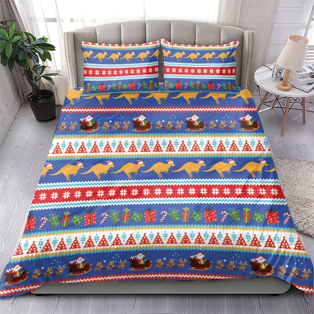 Australia Christmas Bedding Set Xmas Beach Vibes Navy