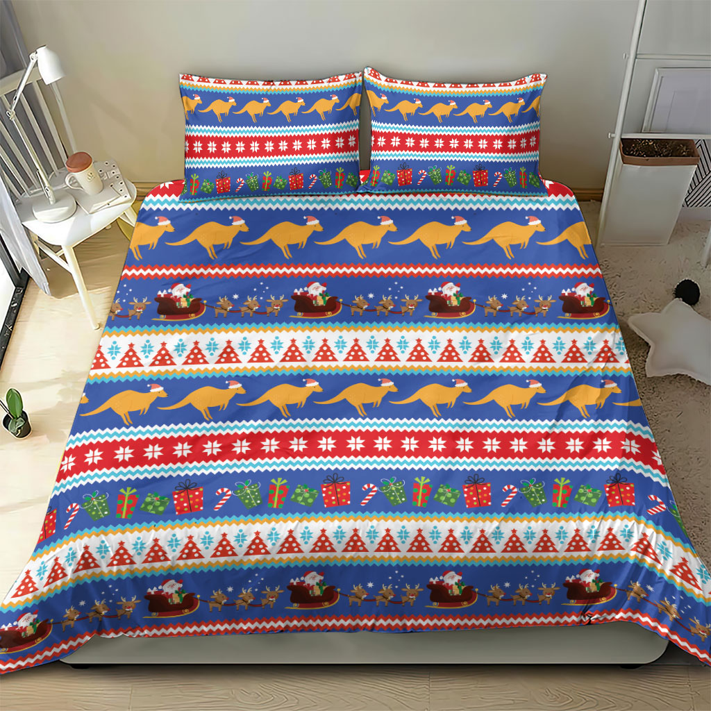 Australia Christmas Bedding Set Xmas Beach Vibes Navy