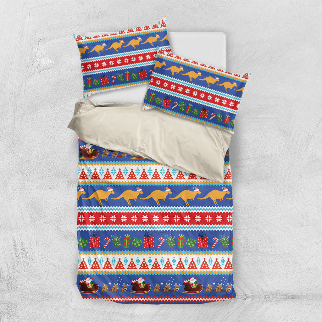 Australia Christmas Bedding Set Xmas Beach Vibes Navy