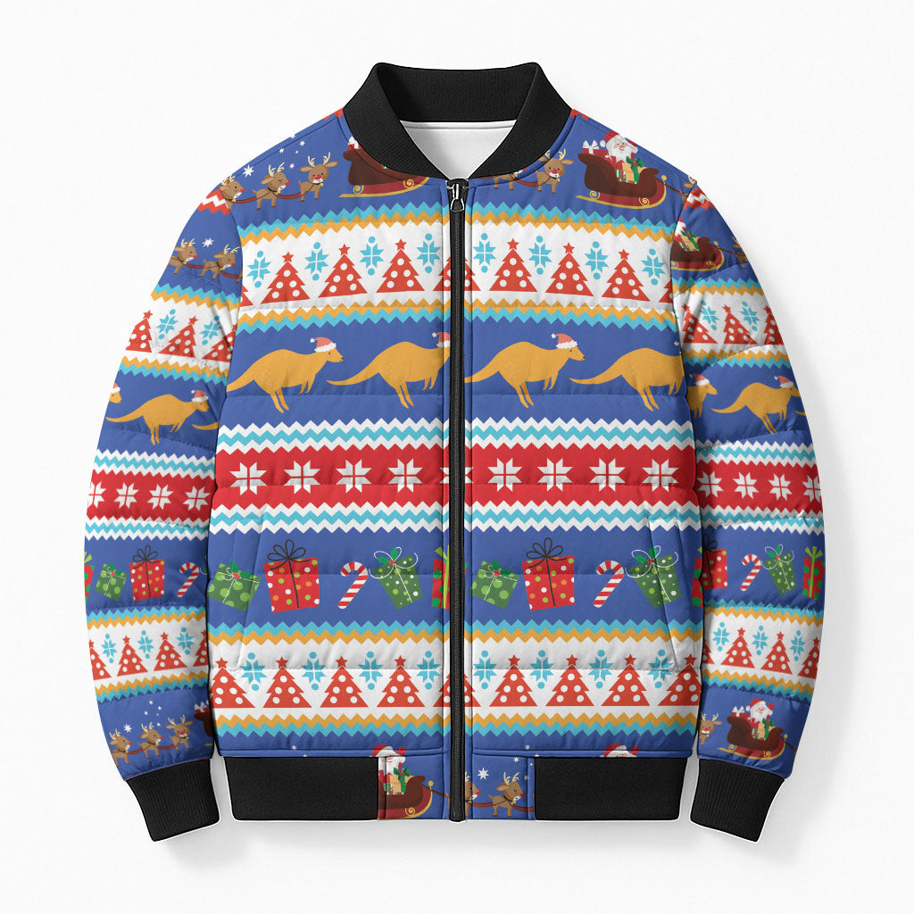 Australia Christmas Bomber Puffer Jacket Xmas Beach Vibes Navy