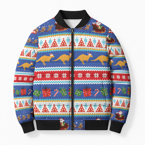 Australia Christmas Bomber Puffer Jacket Xmas Beach Vibes Navy