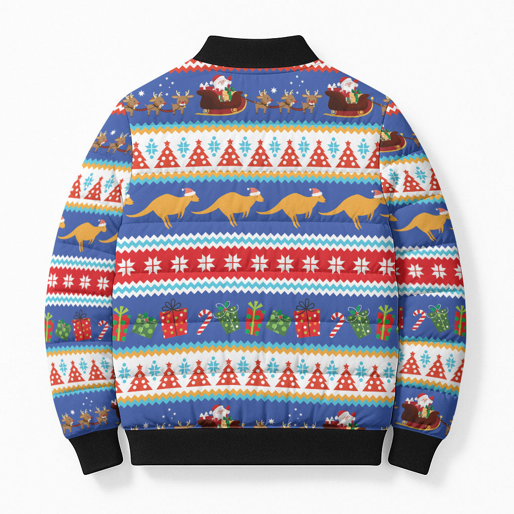 Australia Christmas Bomber Puffer Jacket Xmas Beach Vibes Navy