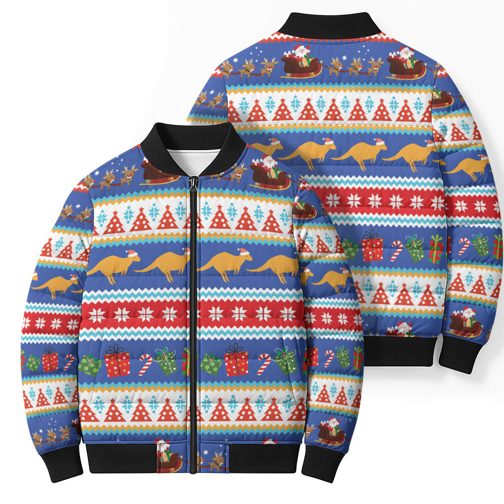 Australia Christmas Bomber Puffer Jacket Xmas Beach Vibes Navy