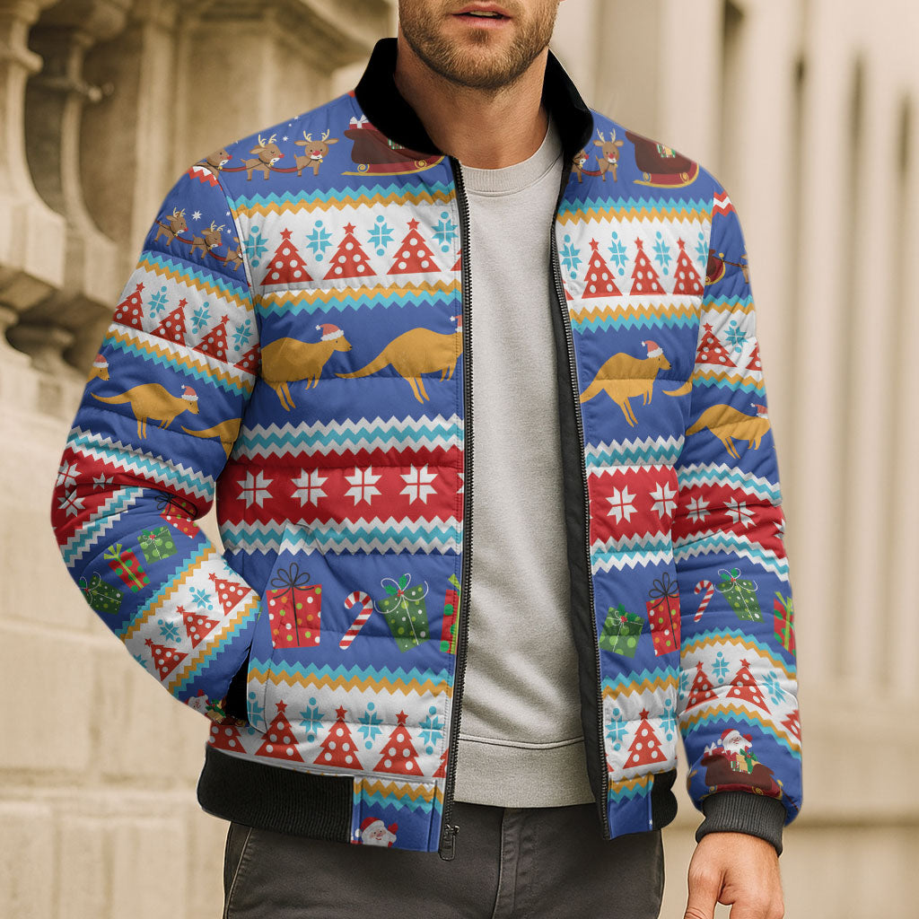 Australia Christmas Bomber Puffer Jacket Xmas Beach Vibes Navy