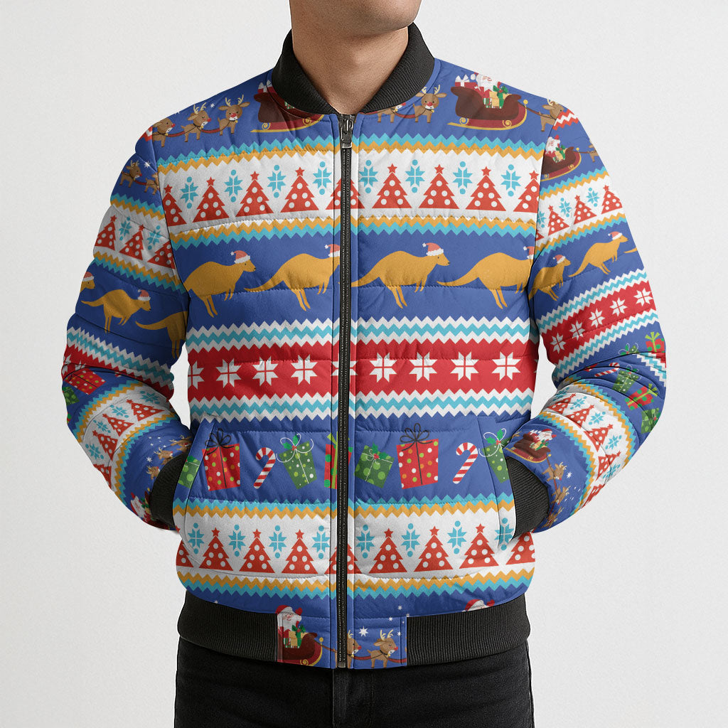 Australia Christmas Bomber Puffer Jacket Xmas Beach Vibes Navy