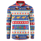 Australia Christmas Button Sweatshirt Xmas Beach Vibes Navy
