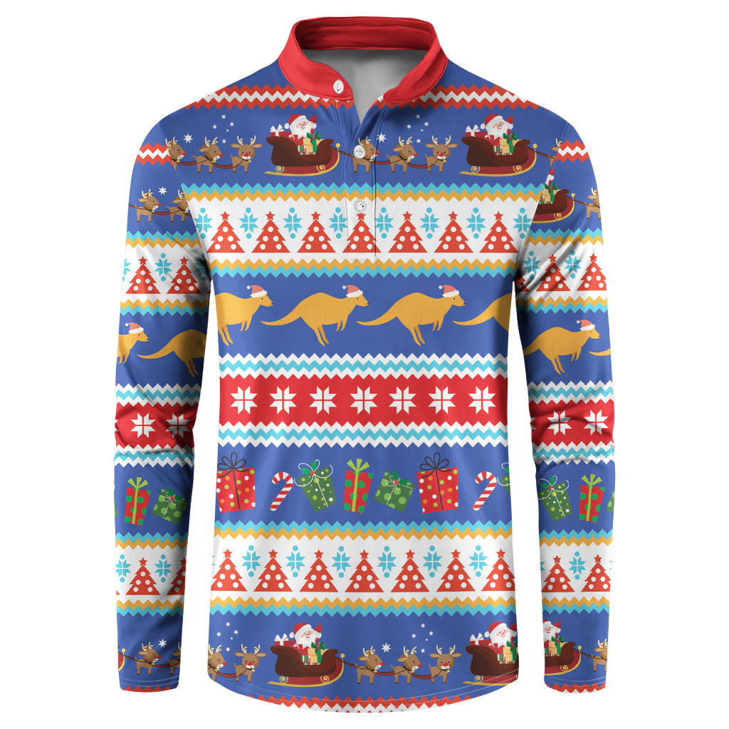 Australia Christmas Button Sweatshirt Xmas Beach Vibes Navy