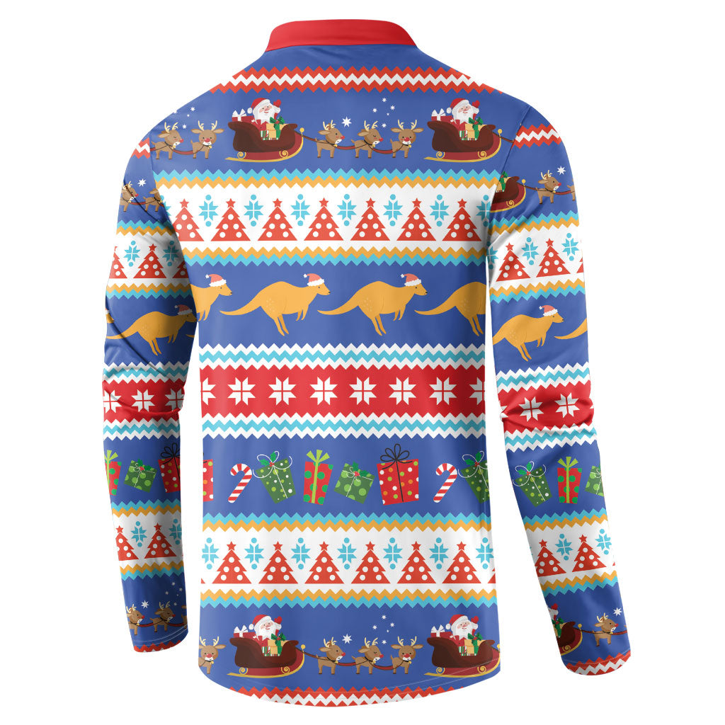 Australia Christmas Button Sweatshirt Xmas Beach Vibes Navy