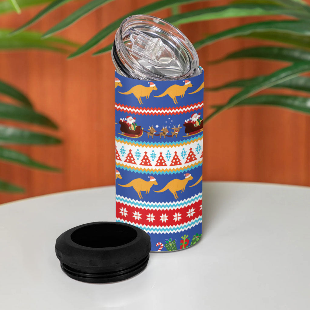 Australia Christmas 4 in 1 Can Cooler Tumbler Xmas Beach Vibes Navy