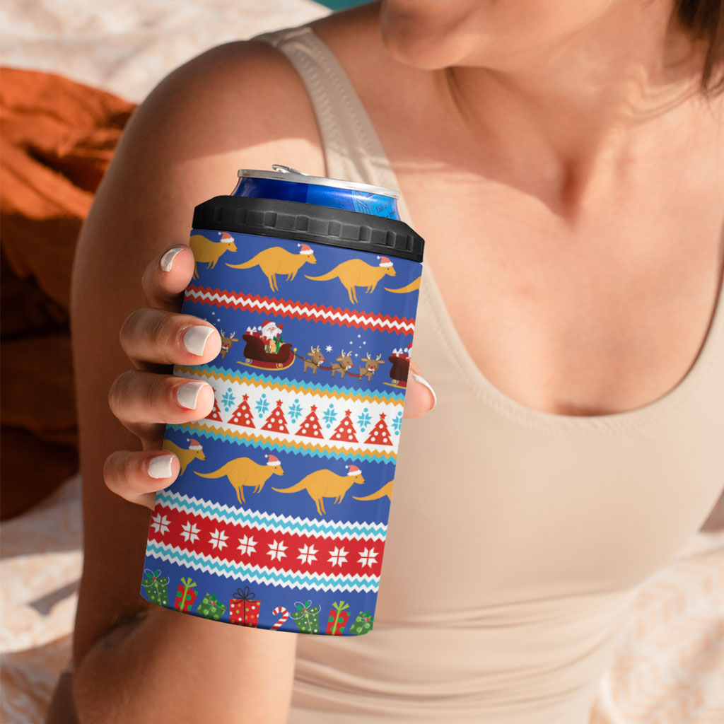 Australia Christmas 4 in 1 Can Cooler Tumbler Xmas Beach Vibes Navy