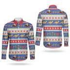 Australia Christmas Couples Matching Short Sleeve Bodycon Dress and Long Sleeve Button Shirt Xmas Beach Vibes Navy