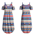 Australia Christmas Couples Matching Summer Maxi Dress and Long Sleeve Button Shirt Xmas Beach Vibes Navy