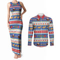 Australia Christmas Couples Matching Tank Maxi Dress and Long Sleeve Button Shirt Xmas Beach Vibes Navy