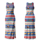 Australia Christmas Couples Matching Tank Maxi Dress and Long Sleeve Button Shirt Xmas Beach Vibes Navy