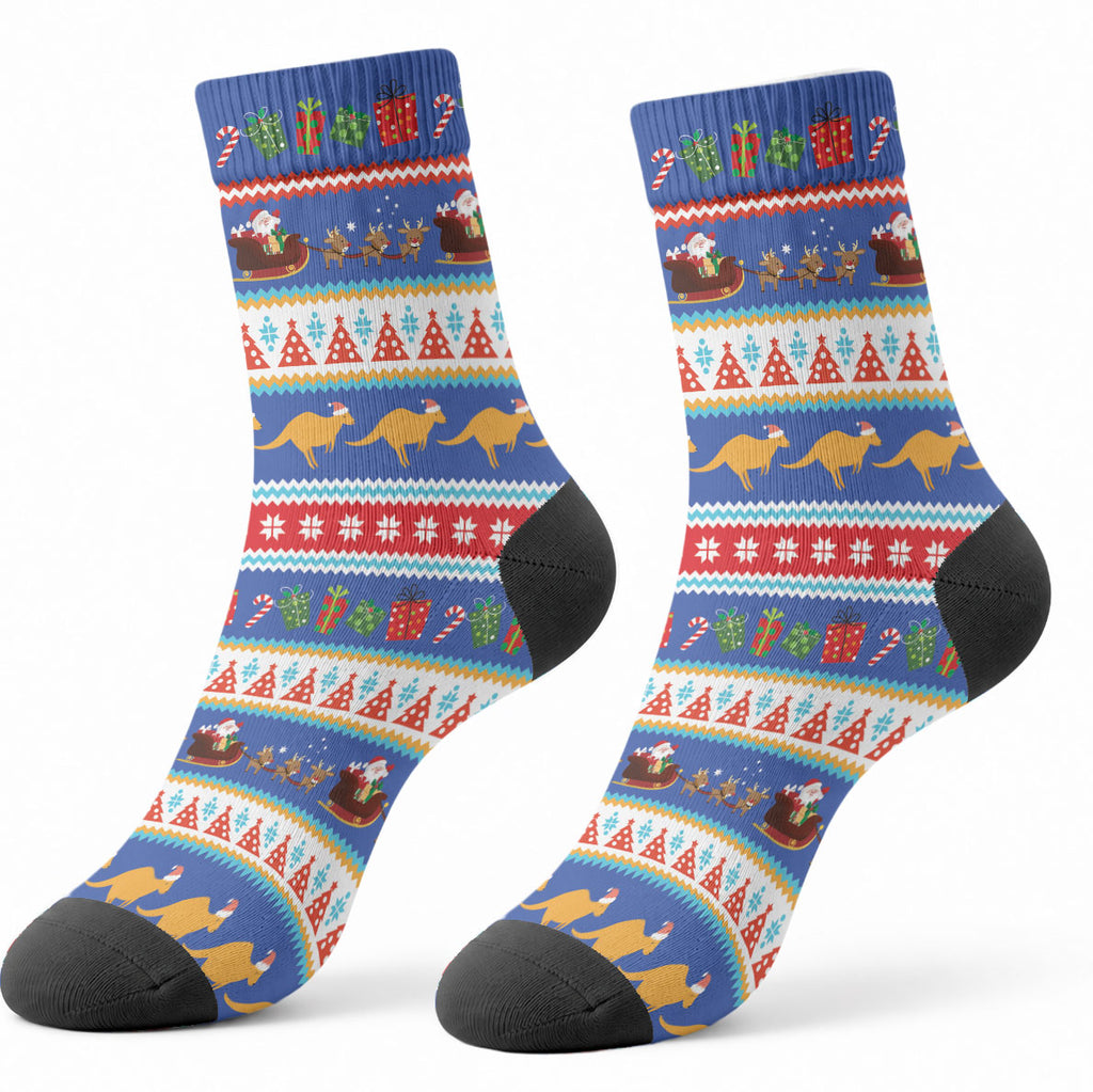 Australia Christmas Crew Socks Xmas Beach Vibes Navy