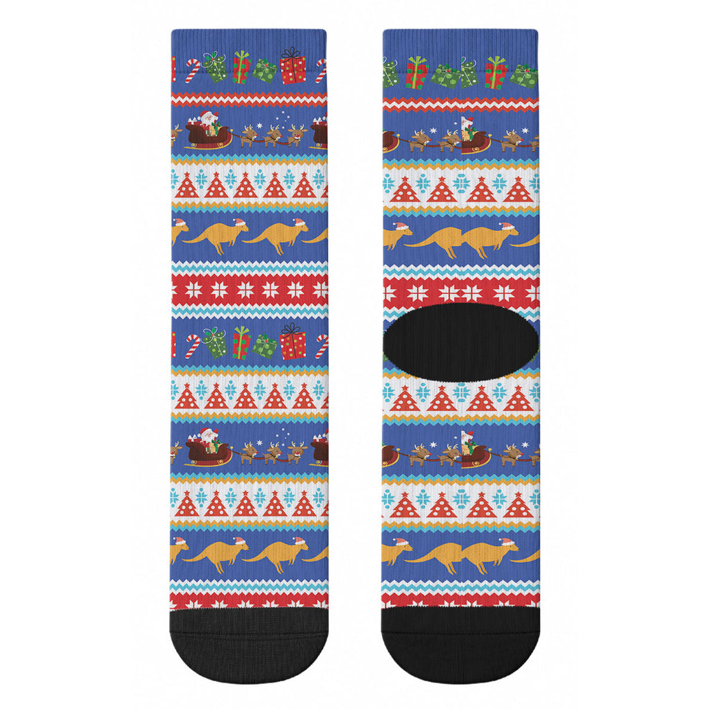 Australia Christmas Crew Socks Xmas Beach Vibes Navy