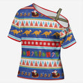 Australia Christmas Cross Shoulder Shirt Xmas Beach Vibes Navy