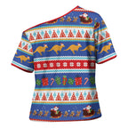 Australia Christmas Cross Shoulder Shirt Xmas Beach Vibes Navy
