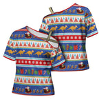 Australia Christmas Cross Shoulder Shirt Xmas Beach Vibes Navy