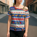 Australia Christmas Cross Shoulder Shirt Xmas Beach Vibes Navy