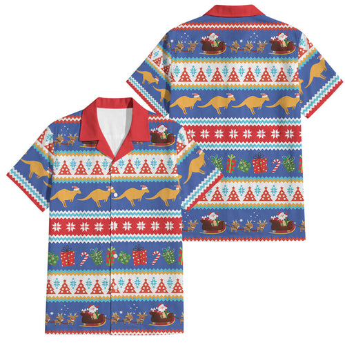 Australia Christmas Family Matching Off Shoulder Maxi Dress and Hawaiian Shirt Xmas Beach Vibes Navy