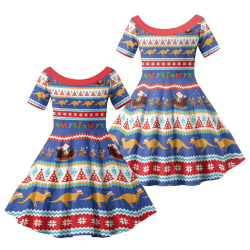 Australia Christmas Family Matching Off Shoulder Maxi Dress and Hawaiian Shirt Xmas Beach Vibes Navy