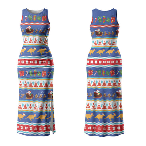 Australia Christmas Family Matching Tank Maxi Dress and Hawaiian Shirt Xmas Beach Vibes Navy