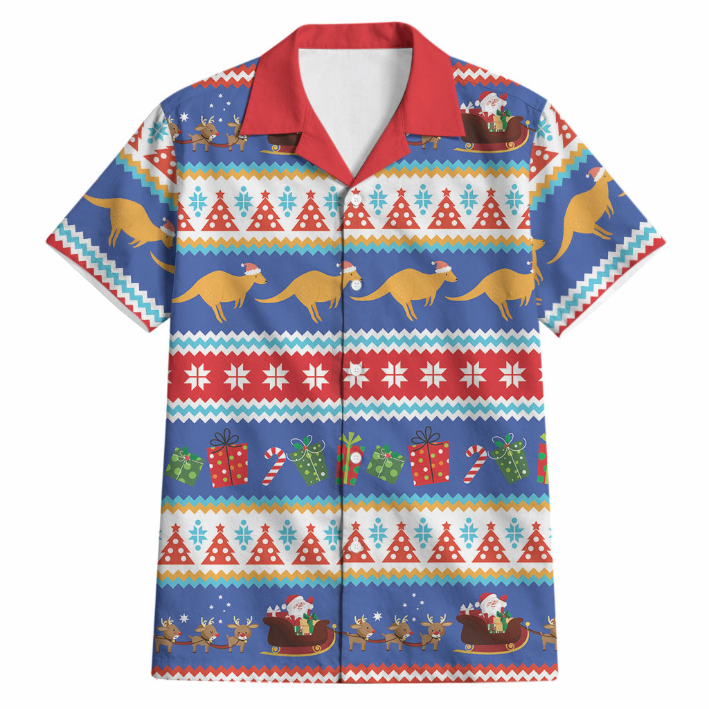 Australia Christmas Hawaiian Shirt Xmas Beach Vibes Navy