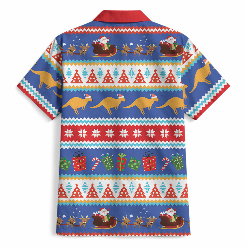 Australia Christmas Hawaiian Shirt Xmas Beach Vibes Navy